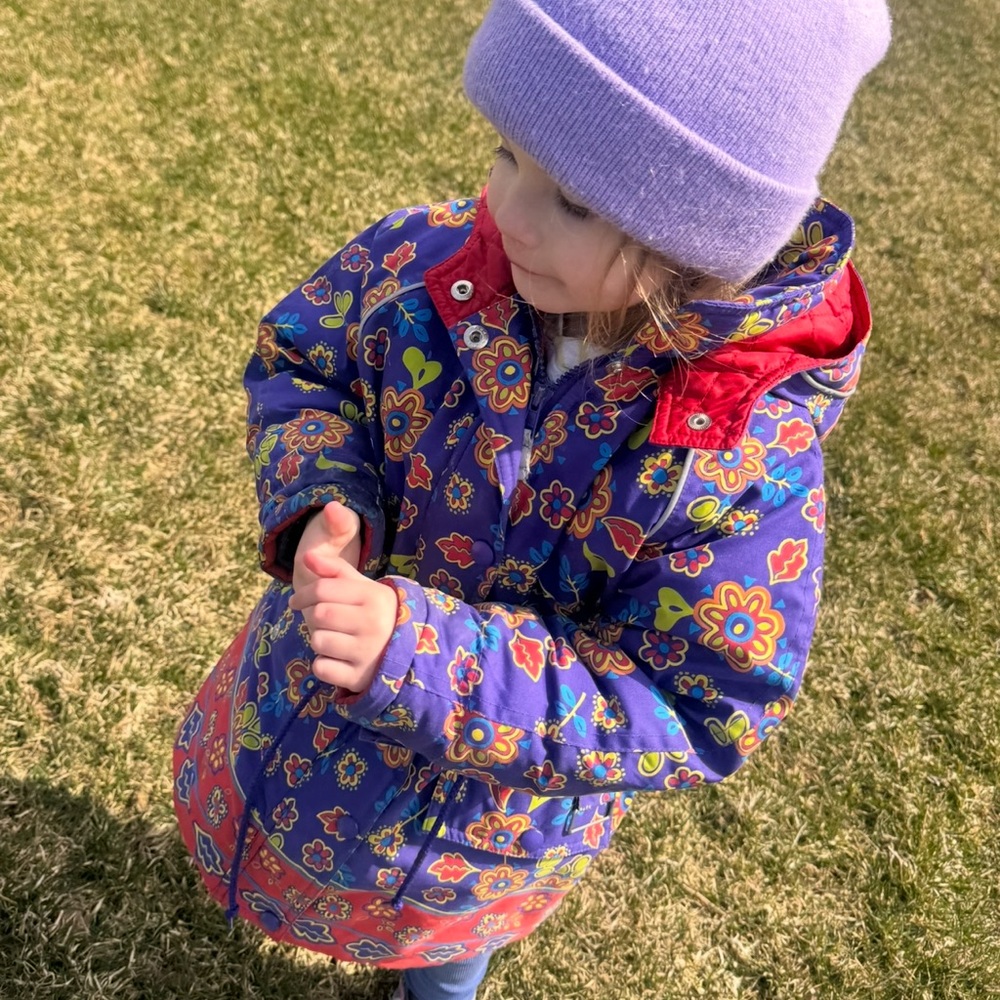 Vintage Hanna Andersson Floral Kids Puffer Jacket - Red and Blue size 5-6 110 eu